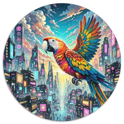 Papagei 1000 Teile Schwieriges Großes Stressabbau-Spielzeug Tiere Rundes Puzzle Für Erwachsene Und Kinder Pädagogisches 1000pcs (67.5x67.5cm) von NRVASOZHK