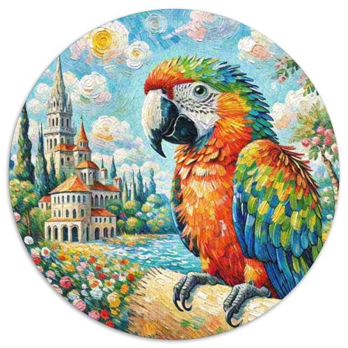 Papagei 1000 Teile Schwieriges Großes Stressabbau-Spielzeug Tiere Rundes Puzzle Für Erwachsene Und Kinder Pädagogisches Geburtstags Weihnachten Geschenke 1000pcs (67.5x67.5cm) von NRVASOZHK