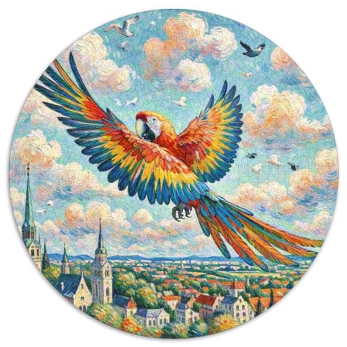 Papagei 1000 Teile Schwieriges Großes Stressabbau-Spielzeug Tiere Rundes Puzzle Geeignet Ab 12 Jahren Bildungswert Hohe Qualität 1000pcs (67.5x67.5cm) von NRVASOZHK