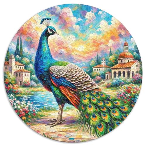 Pfauen 1000 Teile Schwieriges Großes Stressabbau-Spielzeug Tiere Rundes Puzzle Erwachsene Anspruchsvoll Pädagogisches Hohe Qualität 1000pcs (67.5x67.5cm) von NRVASOZHK