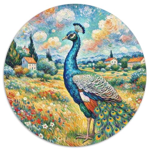 Pfauen 1000 Teile Schwieriges Großes Stressabbau-Spielzeug Tiere Rundes Puzzle Für Erwachsene Kinder Pädagogisches 1000pcs (67.5x67.5cm) von NRVASOZHK