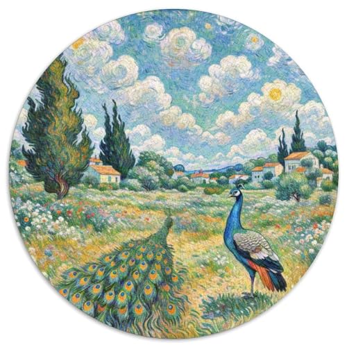 Pfauen 1000 Teile Schwieriges Großes Stressabbau-Spielzeug Tiere Rundes Puzzle Für Erwachsene Kinder Pädagogisches 1000pcs (67.5x67.5cm) von NRVASOZHK