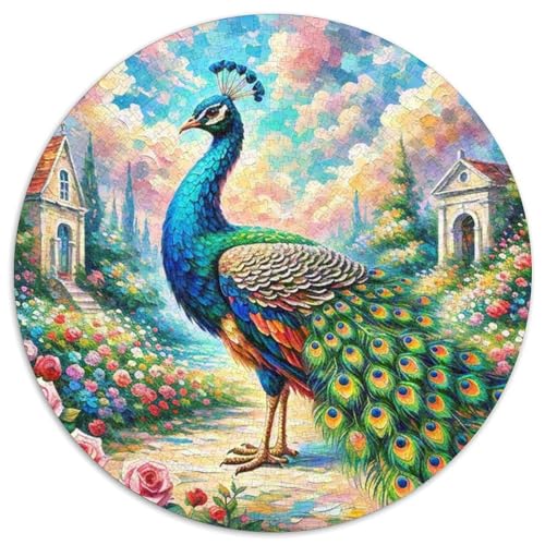 Pfauen 1000 Teile Schwieriges Großes Stressabbau-Spielzeug Tiere Rundes Puzzle Für Erwachsene Und Kinder Bildungswert Hohe Qualität 1000pcs (67.5x67.5cm) von NRVASOZHK