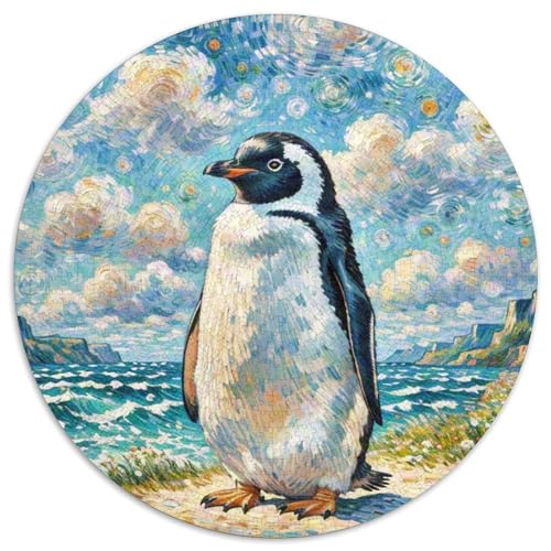Pinguin 1000 Teile Schwieriges Großes Stressabbau-Spielzeug Tiere Rundes Puzzle Erwachsene Anspruchsvoll Bildungswert Geburtstags Weihnachten Geschenke 1000pcs (67.5x67.5cm) von NRVASOZHK