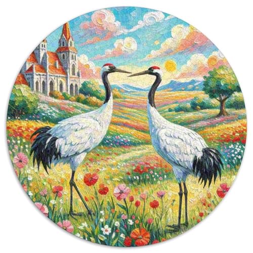 Rotgekrönter Kran 1000 Teile Schwieriges Großes Stressabbau-Spielzeug Tiere Rundes Puzzle Erwachsene Anspruchsvoll Bildungswert 1000pcs (67.5x67.5cm) von NRVASOZHK