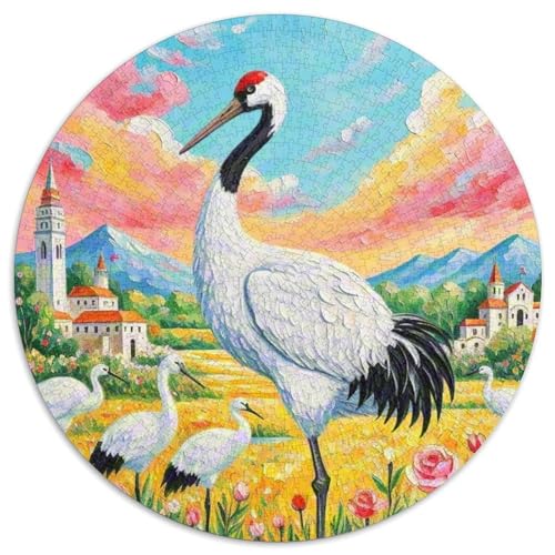 Rotgekrönter Kran 1000 Teile Schwieriges Großes Stressabbau-Spielzeug Tiere Rundes Puzzle Erwachsene Anspruchsvoll Pädagogisches Geburtstags Weihnachten Geschenke 1000pcs (67.5x67.5cm) von NRVASOZHK