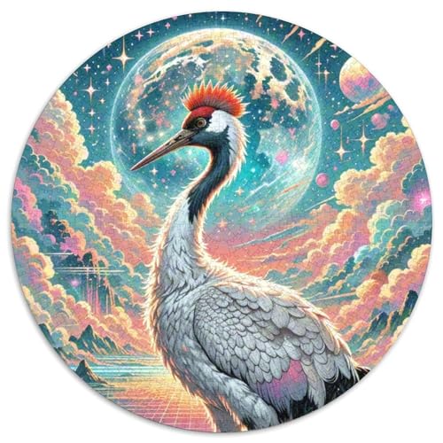 Rotgekrönter Kran 1000 Teile Schwieriges Großes Stressabbau-Spielzeug Tiere Rundes Puzzle Geeignet Ab 12 Jahren Pädagogisches Geburtstags Weihnachten Geschenke 1000pcs (67.5x67.5cm) von NRVASOZHK