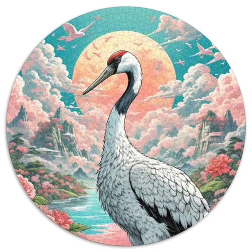Rotgekrönter Kran 1000 Teile Schwieriges Großes Stressabbau-Spielzeug Tiere Rundes Puzzle Geeignet Ab 12 Jahren Pädagogisches Geburtstags Weihnachten Geschenke 1000pcs (67.5x67.5cm) von NRVASOZHK