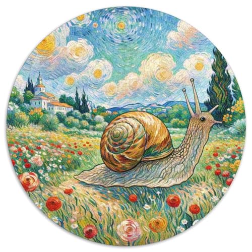 Schnecke 1000 Teile Schwieriges Großes Stressabbau-Spielzeug Tiere Rundes Puzzle Erwachsene Anspruchsvoll Pädagogisches Geburtstags Weihnachten Geschenke 1000pcs (67.5x67.5cm) von NRVASOZHK