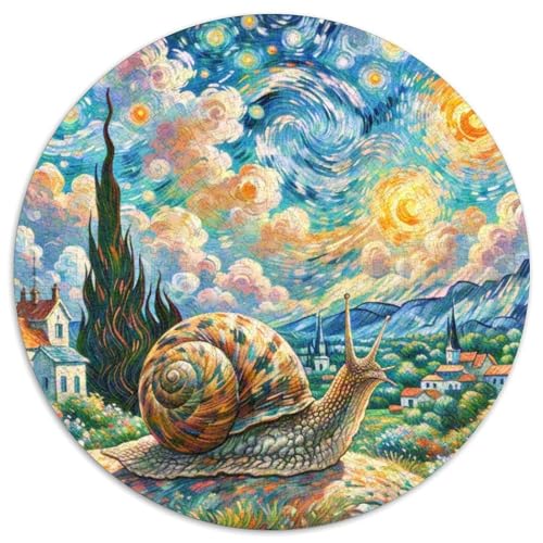 Schnecke 1000 Teile Schwieriges Großes Stressabbau-Spielzeug Tiere Rundes Puzzle Für Erwachsene Kinder Bildungswert Geburtstagsgeschenk 1000pcs (67.5x67.5cm) von NRVASOZHK