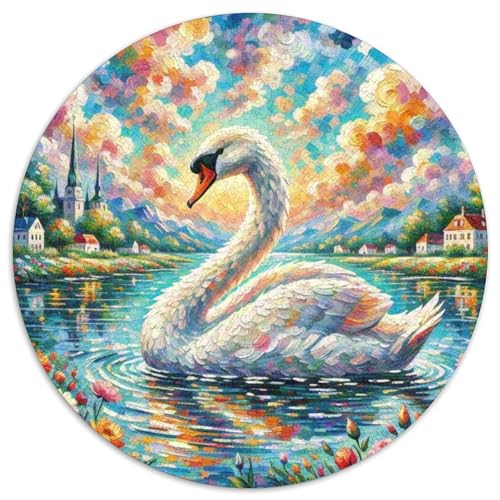 Schwan 1000 Teile Schwieriges Großes Stressabbau-Spielzeug Tiere Rundes Puzzle Erwachsene Anspruchsvoll Pädagogisches Geburtstagsgeschenk 1000pcs (67.5x67.5cm) von NRVASOZHK