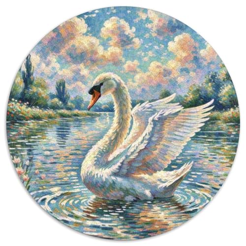 Schwan 1000 Teile Schwieriges Großes Stressabbau-Spielzeug Tiere Rundes Puzzle Für Erwachsene Kinder Pädagogisches Geburtstags Weihnachten Geschenke 1000pcs (67.5x67.5cm) von NRVASOZHK