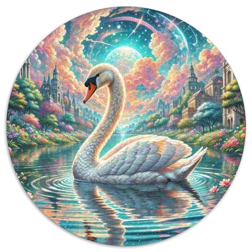 Schwan 1000 Teile Schwieriges Großes Stressabbau-Spielzeug Tiere Rundes Puzzle Für Erwachsene Und Kinder Bildungswert Hohe Qualität 1000pcs (67.5x67.5cm) von NRVASOZHK