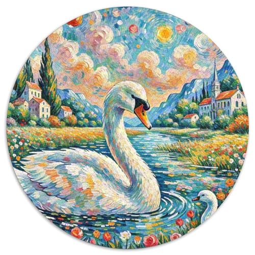Schwan 1000 Teile Schwieriges Großes Stressabbau-Spielzeug Tiere Rundes Puzzle Für Kinder Bildungswert Geburtstagsgeschenk 1000pcs (67.5x67.5cm) von NRVASOZHK