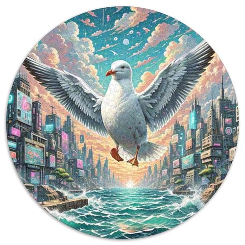 Seemöwe 1000 Teile Schwieriges Großes Stressabbau-Spielzeug Tiere Rundes Puzzle Geeignet Ab 12 Jahren Pädagogisches Geburtstagsgeschenk 1000pcs (67.5x67.5cm) von NRVASOZHK