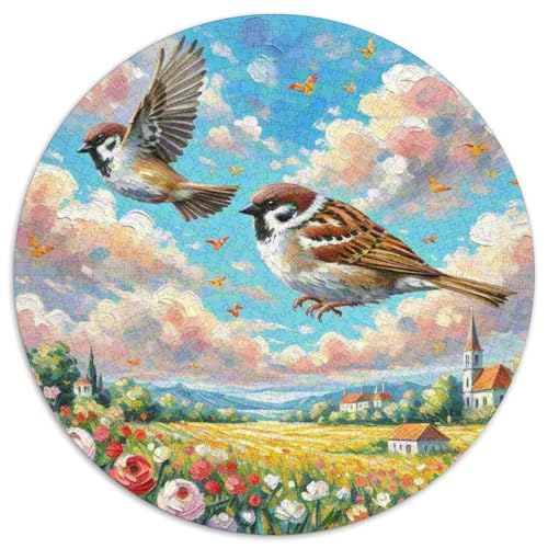 Sparrow 1000 Teile Schwieriges Großes Stressabbau-Spielzeug Tiere Rundes Puzzle Erwachsene Anspruchsvoll Bildungswert 1000pcs (67.5x67.5cm) von NRVASOZHK