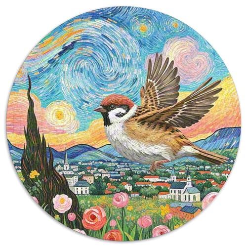 Sparrow 1000 Teile Schwieriges Großes Stressabbau-Spielzeug Tiere Rundes Puzzle Erwachsene Anspruchsvoll Pädagogisches 1000pcs (67.5x67.5cm) von NRVASOZHK