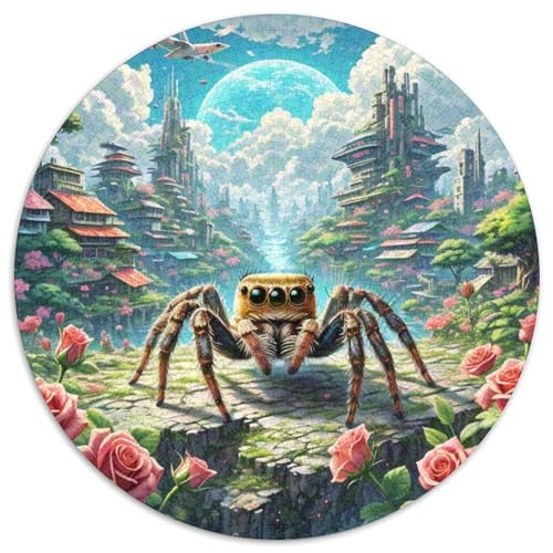 Spinne 1000 Teile Schwieriges Großes Stressabbau-Spielzeug Tiere Rundes Puzzle Geeignet Ab 12 Jahren Bildungswert Geburtstags Weihnachten Geschenke 1000pcs (67.5x67.5cm) von NRVASOZHK