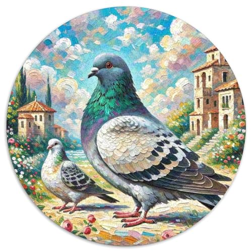 Taube 1000 Teile Schwieriges Großes Stressabbau-Spielzeug Tiere Rundes Puzzle Für Erwachsene Und Kinder Pädagogisches Geburtstags Weihnachten Geschenke 1000pcs (67.5x67.5cm) von NRVASOZHK