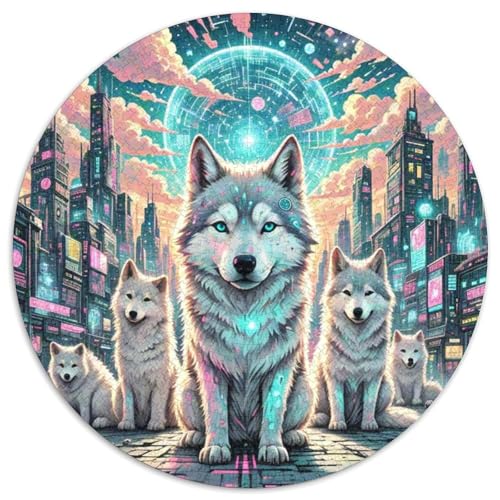 Wolf 1000 Teile Schwieriges Großes Stressabbau-Spielzeug Tiere Circular Puzzles Für Erwachsene Und Kinder Pädagogisches Geburtstagsgeschenk 1000pcs (67.5x67.5cm) von NRVASOZHK