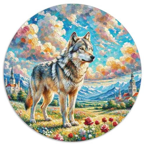 Wolf 1000 Teile Schwieriges Großes Stressabbau-Spielzeug Tiere Rundes Puzzle Erwachsene Anspruchsvoll Pädagogisches Hohe Qualität 1000pcs (67.5x67.5cm) von NRVASOZHK