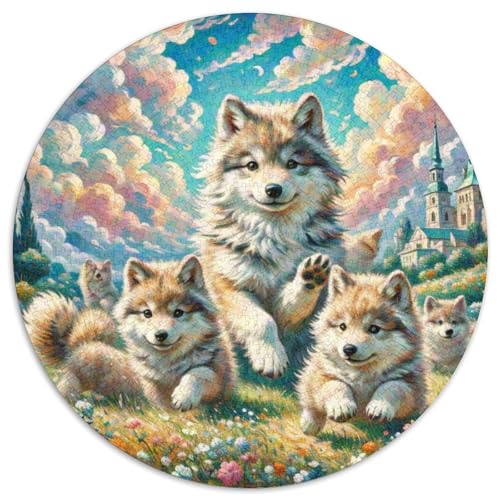 Wolf 1000 Teile Schwieriges Großes Stressabbau-Spielzeug Tiere Rundes Puzzle Für Erwachsene Kinder Pädagogisches Geburtstagsgeschenk 1000pcs (67.5x67.5cm) von NRVASOZHK