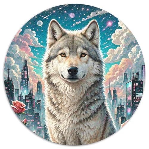 Wolf 1000 Teile Schwieriges Großes Stressabbau-Spielzeug Tiere Rundes Puzzle Für Kinder Bildungswert Geburtstags Weihnachten Geschenke 1000pcs (67.5x67.5cm) von NRVASOZHK