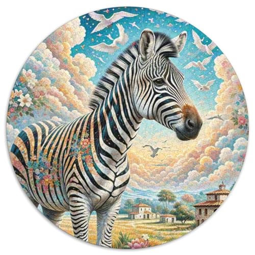 Zebra 1000 Teile Schwieriges Großes Stressabbau-Spielzeug Tiere Rundes Puzzle Erwachsene Anspruchsvoll Bildungswert Hohe Qualität 1000pcs (67.5x67.5cm) von NRVASOZHK