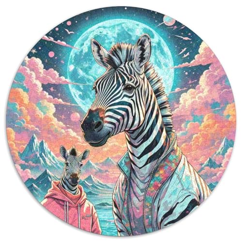 Zebra 1000 Teile Schwieriges Großes Stressabbau-Spielzeug Tiere Rundes Puzzle Für Erwachsene Und Kinder Bildungswert Hohe Qualität 1000pcs (67.5x67.5cm) von NRVASOZHK