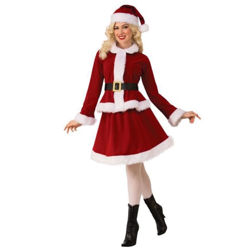 NSASL Frauen Santa Cosplay Kostüm Outfit,Rotes Weihnachtskostüm For Erwachsene Weihnachtsmann Party Kostüme (Color : A, Size : M) von NSASL
