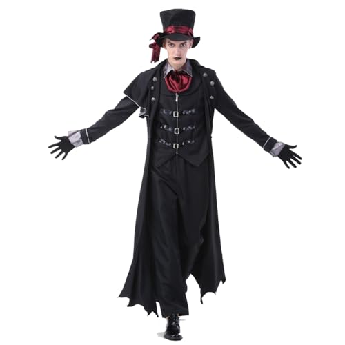 NSASL Unisex Erwachsene Vampir Halloween Kostüm,Mr. Und Mrs. Paar Cosplay-Outfit Mit Umhang Vampir Hexenkleid Kostüme (Color : A, Size : M) von NSASL