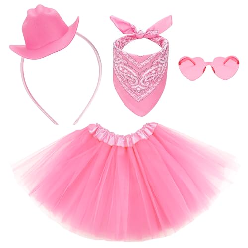 NSODREEM Pinkes Cowgirl-Hut, Stirnband, Tutu-Set für Erwachsene, Tutus für Damen, mit Mini-Cowboy-Stirnband, Herz, Brille, Bandana, Halloween, Party, Kostüm, Zubehör-Set (rosa Cowgirl-Hut, Stirnband) NSODREEM Pinkes Cowgirl-Hut, Stirnband, Tutu-Set für Erwachsene, Tutus für Damen, mit Mini-Cowboy-Stirnband, Herz, Brille, Bandana, Halloween, Party, Kostüm, Zubehör-Set (rosa Cowgirl-Hut, Stirnband) von NSODREEM