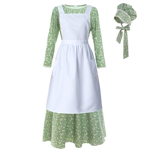 Damen-Kostüm American Pioneer Kolonial-Kleid Mädchen Prairie Kleid Civil War Floral Kleid - - Klein Damen-Kostüm American Pioneer Kolonial-Kleid Mädchen Prairie Kleid Civil War Floral Kleid - - Klein von NSPSTT