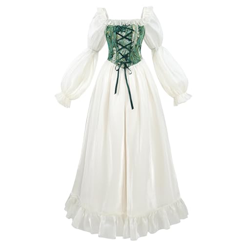 NSPSTT Damen Rokoko Viktorianischen Regency Ball Renaissance Mittelalter Kostüm Kleid Fee Jade Grün XX-Large von NSPSTT