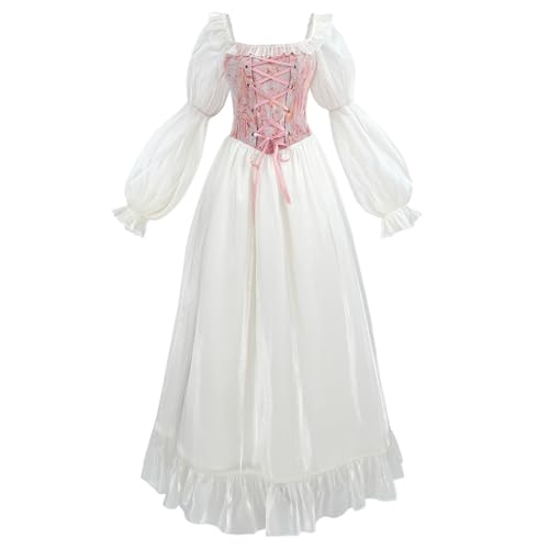 NSPSTT Damen Rokoko Viktorianischen Regency Ball Renaissance Mittelalter Kostüm Kleid Fee Rosa Medium von NSPSTT