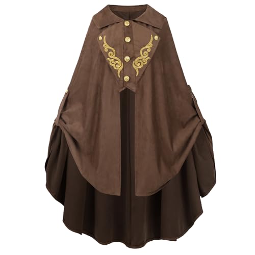 NSPSTT Dunkelbrauner Umhang für Damen, Piraten-Umhang, Mittelalter-Umhang für Damen, Renaissance-Halloween-Kostüm, Braun, L NSPSTT Dunkelbrauner Umhang für Damen, Piraten-Umhang, Mittelalter-Umhang für Damen, Renaissance-Halloween-Kostüm, Braun, L von NSPSTT