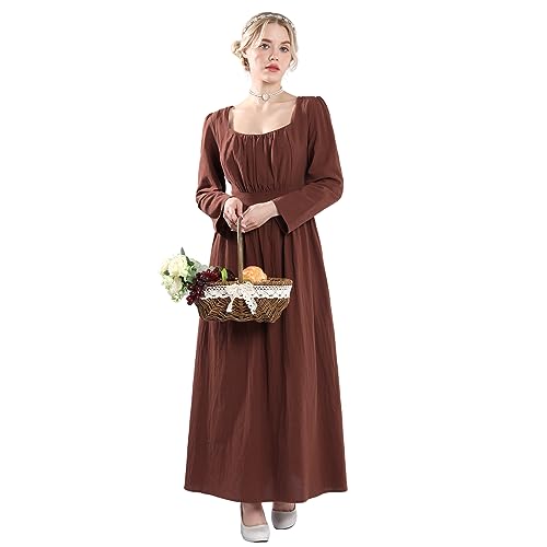 NSPSTT Frauen Pionier Kleid Bürgerkrieg Kleider Kolonial-Kostüm, Braun, XXX-Large von NSPSTT