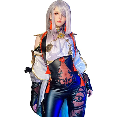 NSPSTT Genshin Impact Shenhe Cosplay Cosplay Outfit für Frauen Jumpsuit Spiel Halloween Kostüm, Shenhe, M von NSPSTT