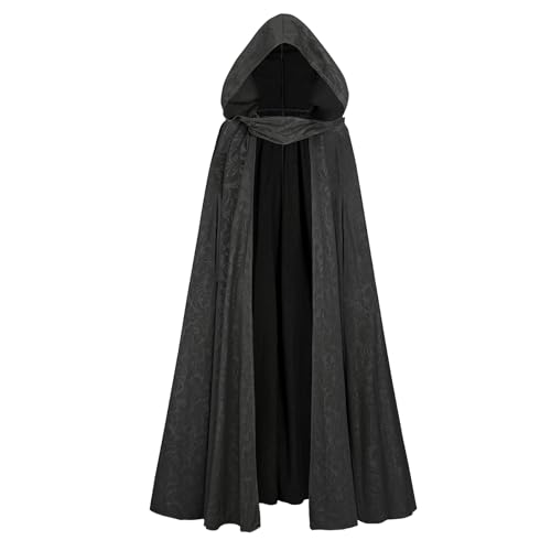 NSPSTT Langer schwarzer Umhang mit Kapuze, mittelalterlicher Kapuzenumhang für Damen, Renaissance-Umhang, Halloween-Kostüm, Größe M NSPSTT Langer schwarzer Umhang mit Kapuze, mittelalterlicher Kapuzenumhang für Damen, Renaissance-Umhang, Halloween-Kostüm, Größe M von NSPSTT