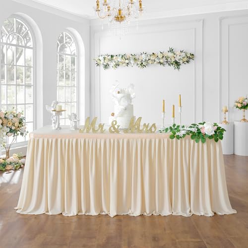 183cm Elfenbein Polyester Tischröcke für Rechteck Tische, Faltenfreie Rüschen Falten Tuch Tutu Tischrock 6ft für Bankett Hochzeit Geburtstag Baby Dusche Trade Meeting Kuchen Dessert(keine Top Cover) 183cm Elfenbein Polyester Tischröcke für Rechteck Tische, Faltenfreie Rüschen Falten Tuch Tutu Tischrock 6ft für Bankett Hochzeit Geburtstag Baby Dusche Trade Meeting Kuchen Dessert(keine Top Cover) von NSSONBEN