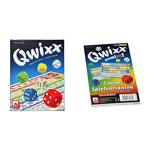 NSV - 4015 - QWIXX - nominiert zum Spiel des Jahres 2013 - Würfelspiel & 4033 - QWIXX GEMIXXT - Zusatzblöcke 2-er Set - Würfelspiel von NSV