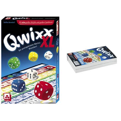 NSV - 4022 - QWIXX XL - Würfelspiel & - 4016 - QWIXX ZUSATZBLÖCKE, 2 x 80 Blatt - Würfelspiel von NSV