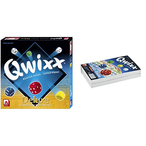 NSV - 4024 - QWIXX DELUXE - Würfelspiel & 4016 - QWIXX - Ersatzblöcke 2-er Set - Würfelspiel von NSV