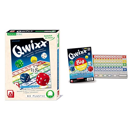 NSV - 5301 - QWIXX - Natureline - plastikfreies & nachhaltiges Würfelspiel & - 4039 - QWIXX - Big Points - Zusatzblöcke 2er Set - Würfelspiel von NSV