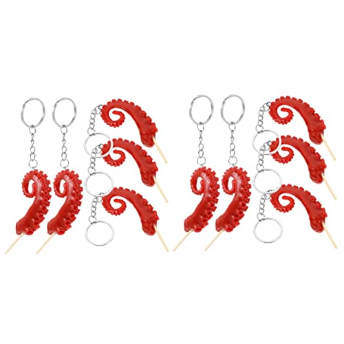 10 PCs Simulation Spielzeug Anhänger Auto Schlüsselanhänger Ozeantiere Spielzeug Mini Schlüsselbund Tierschlüssel FOB Octopus Schlüsselbund Oktopus Keyrings Lebensmittelmodell Schlüsselkette Dekor von NTALJC