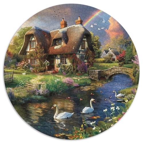 Berghütte 1000 Stück Unregelmäßige Einzigartige Rundes Puzzle Für Erwachsene Und Kinder Ab 12 Jahrengroßes Hohe Qualität Aus Recycelten Materialien Bildungswert 1000pcs (67.5x67.5cm) von NTBSDVKDO