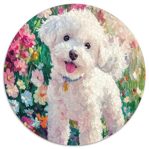 Bichon Frise 1000 Stück Künstlerisches Circular Puzzles Für Erwachsene Kinder Pädagogisches Präzise Schnittführung Bildungswert 1000pcs (67.5x67.5cm) von NTBSDVKDO