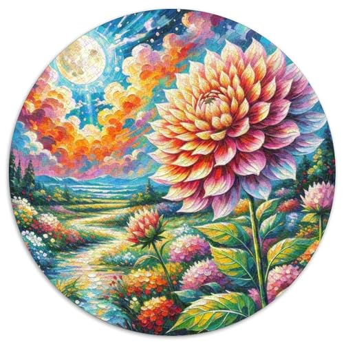 Dahlia 1000 Stück Unregelmäßige Einzigartige Rundes Puzzle Für Erwachsene Und Kinder Ab 12 Jahrengroßes Hohe Qualität Aus Recycelten Materialien Bildungswert 1000pcs (67.5x67.5cm) von NTBSDVKDO
