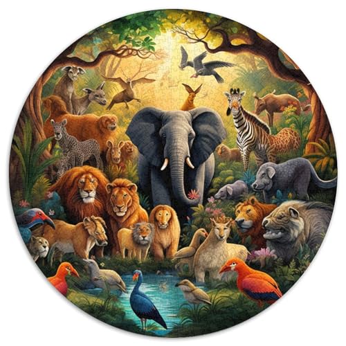 Dschungeltiere 1000 Stück Unregelmäßige Einzigartige Rundes Puzzle Für Erwachsene Und Kinder Ab 12 Jahrengroßes Hohe Qualität Aus Recycelten Materialien Bildungswert 1000pcs (67.5x67.5cm) von NTBSDVKDO