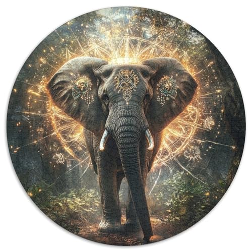 Elefanten Rundes 1000 Puzzle Künstlerisches Puzzles Rundfür Erwachsene Kinder Großes Hohe Qualität Aus Recycelten Materialien Stressfreisetzung Spielzeug 1000pcs (67.5x67.5cm) von NTBSDVKDO